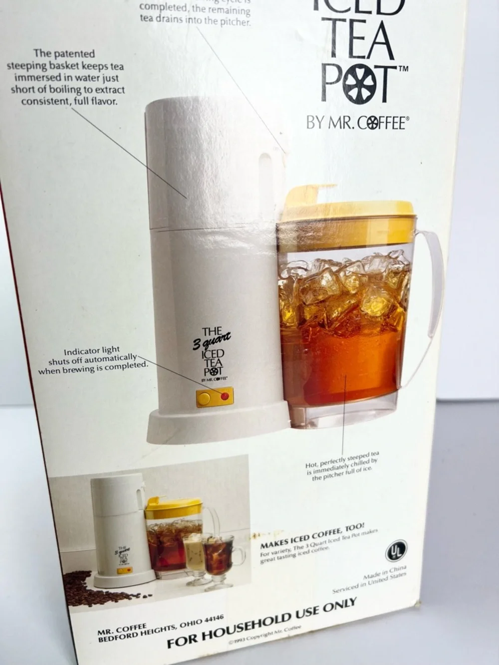 Vintage Mr Coffee‎ Iced Tea Maker 3 Quart Yellow Pitcher New Open Box 1996